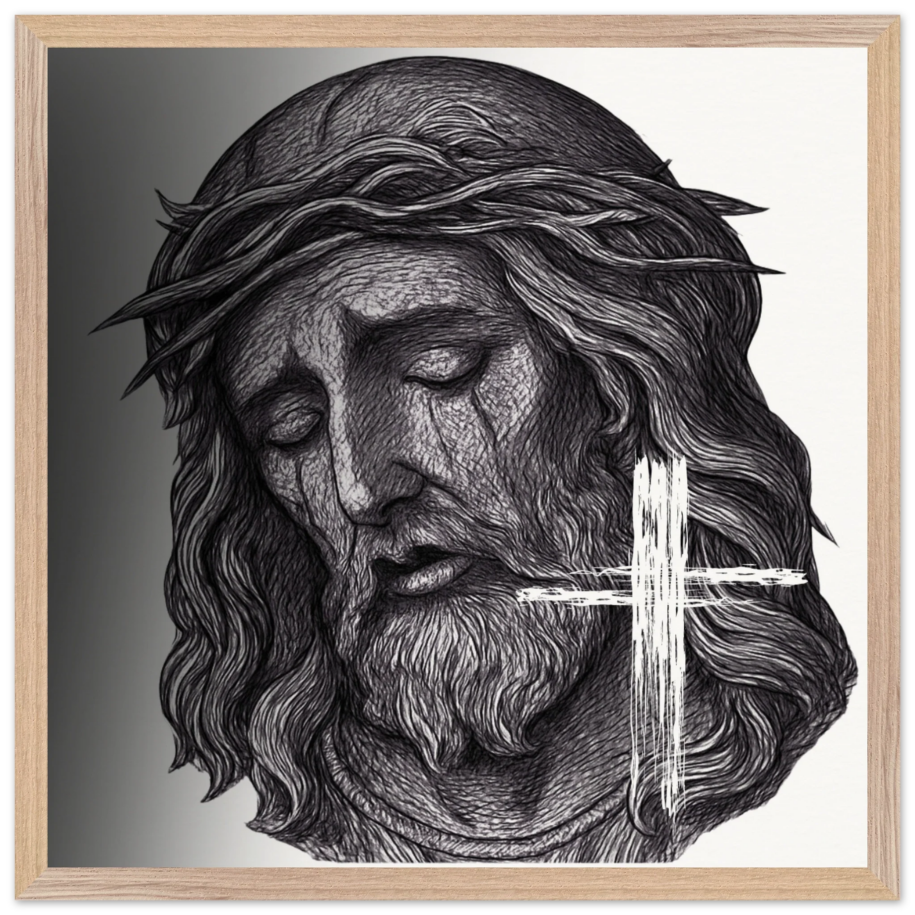 Wall Art Premium Wooden Framed Poster With Museum-Quality Matte Paper (Jesus is King) - 50x50 cm / 20x20″ / Wood frame