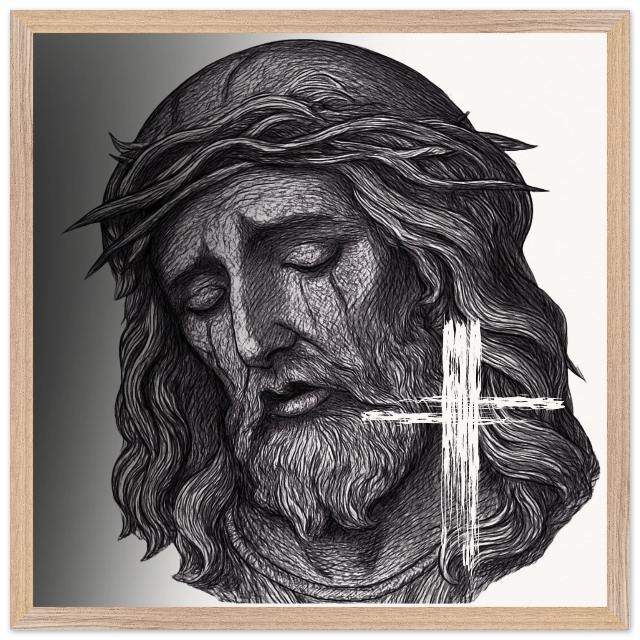 Wall Art Premium Wooden Framed Poster With Museum-Quality Matte Paper (Jesus is King) - 50x50 cm / 20x20″ / Wood frame