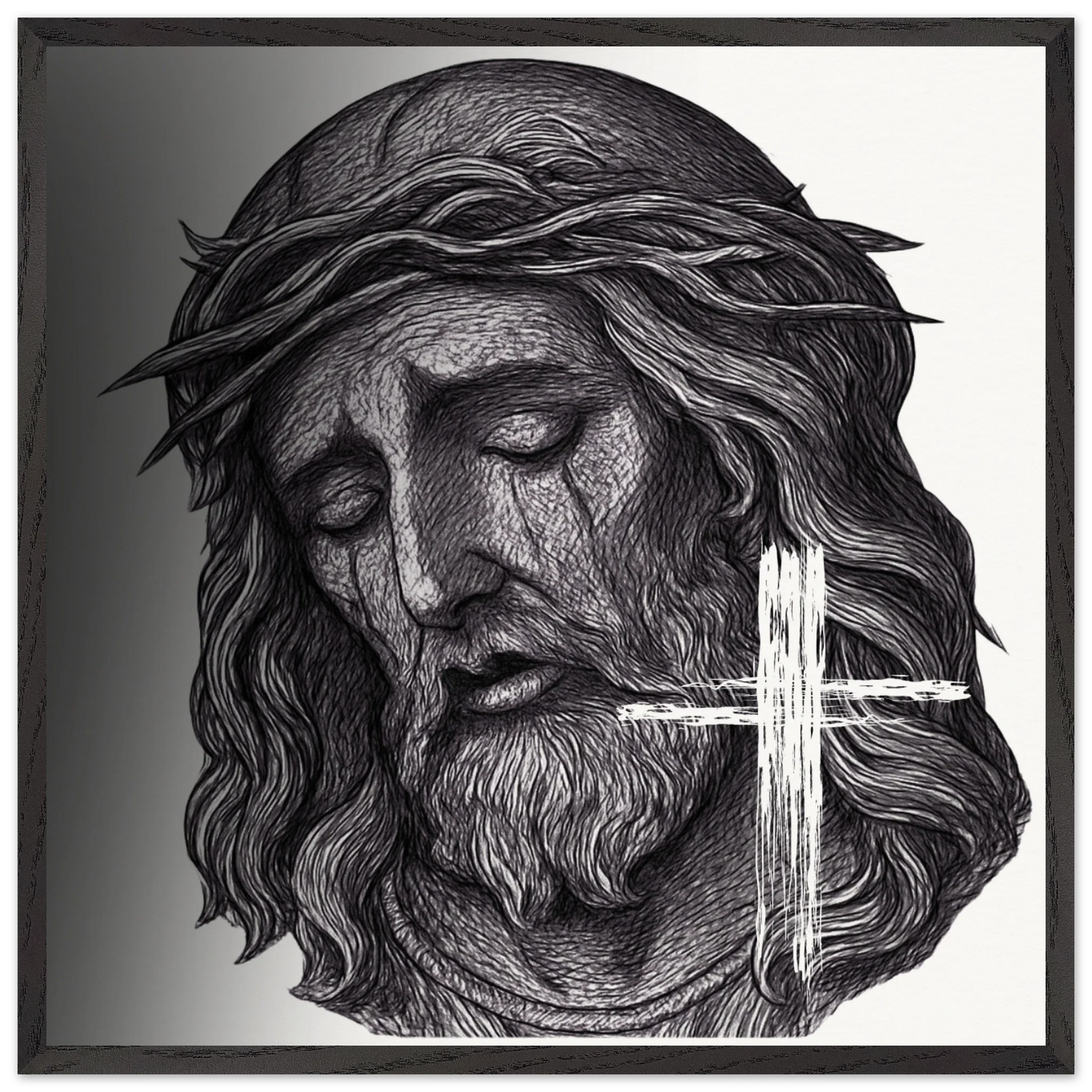 Wall Art Premium Wooden Framed Poster With Museum-Quality Matte Paper (Jesus is King) - 70x70 cm / 28x28″ / Black frame