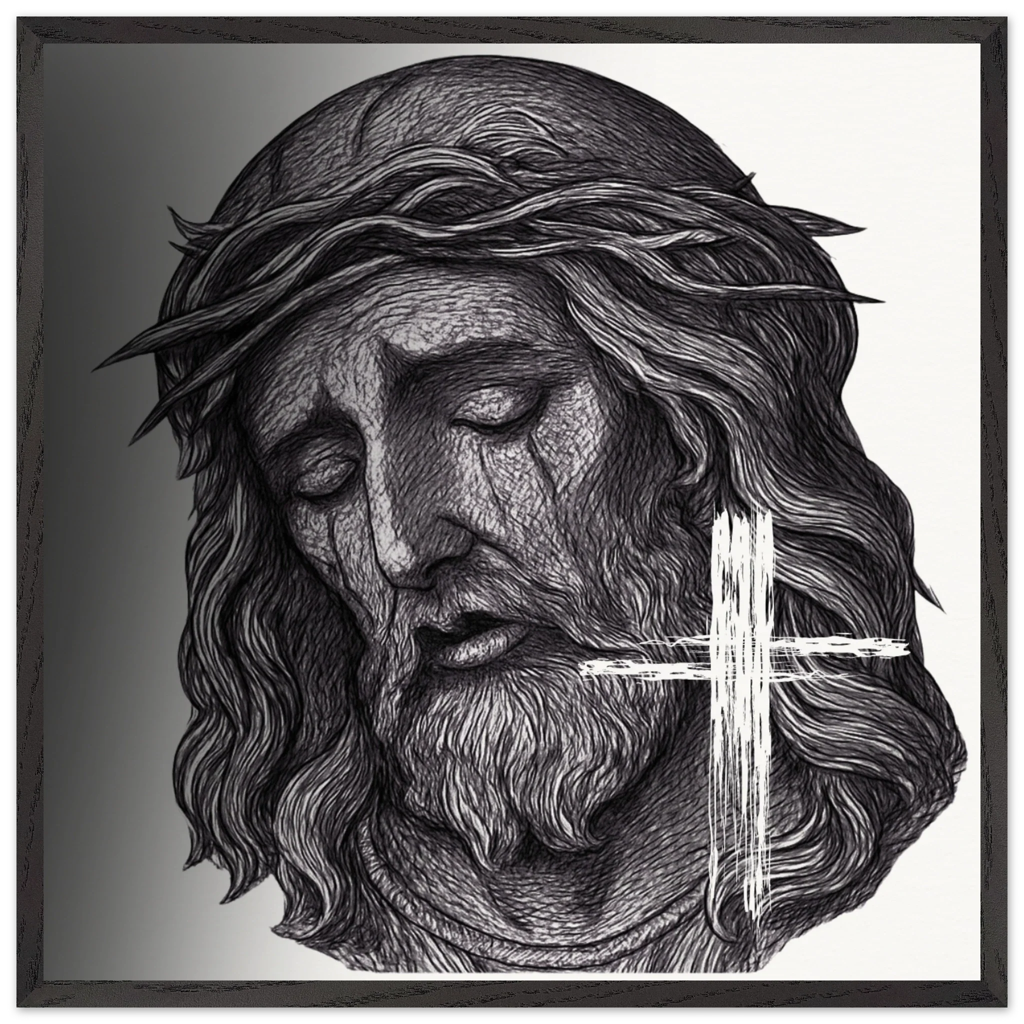 Wall Art Premium Wooden Framed Poster With Museum-Quality Matte Paper (Jesus is King) - 70x70 cm / 28x28″ / Black frame
