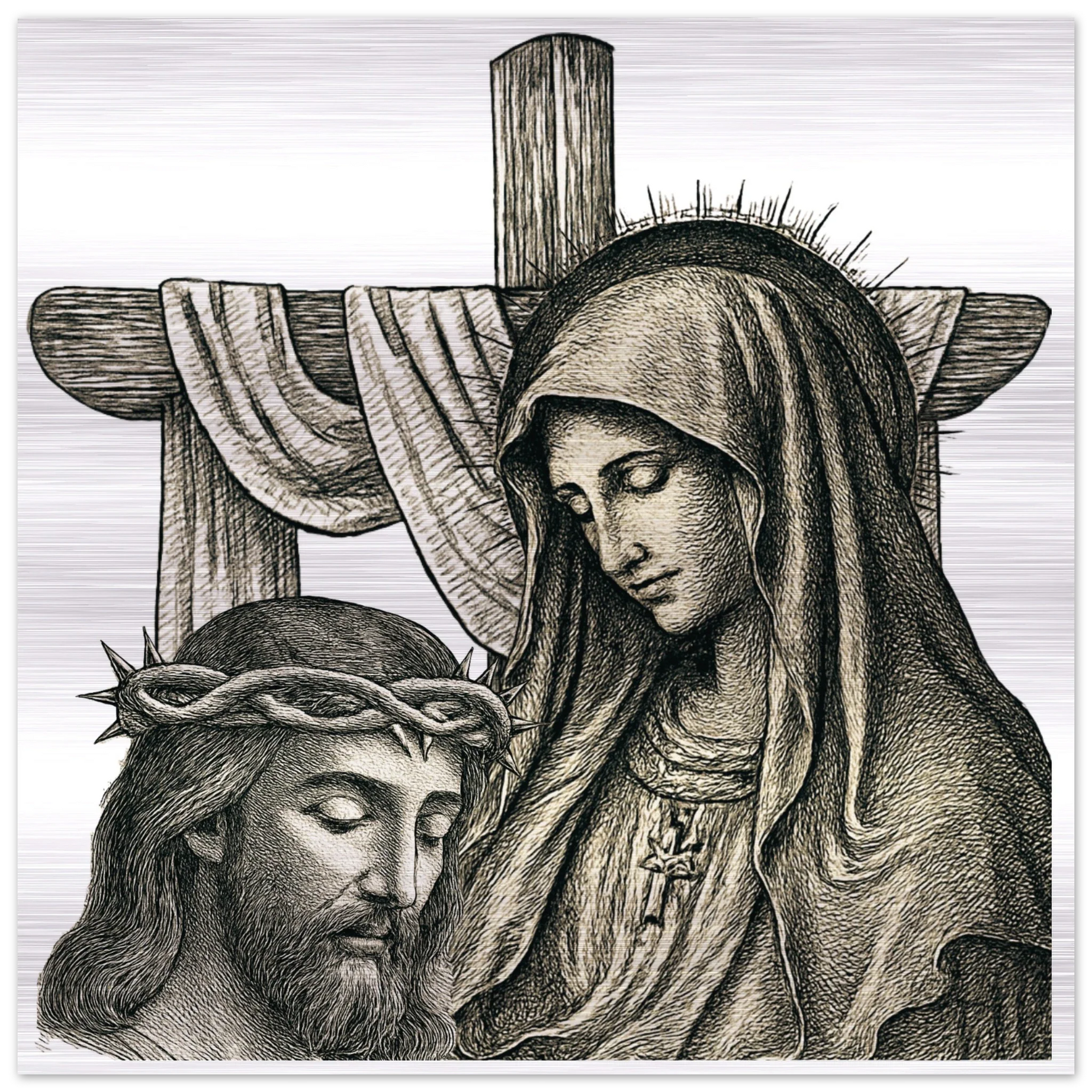 Wall Art Brushed Aluminum Print (A Mother’s Sorrow) - 60x60 cm / 24x24″ - Material