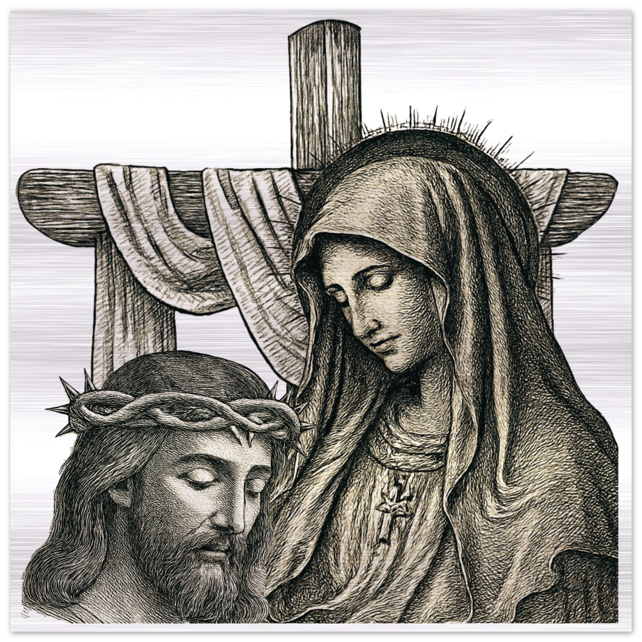 Wall Art Brushed Aluminum Print (A Mother’s Sorrow) - 60x60 cm / 24x24″ - Material