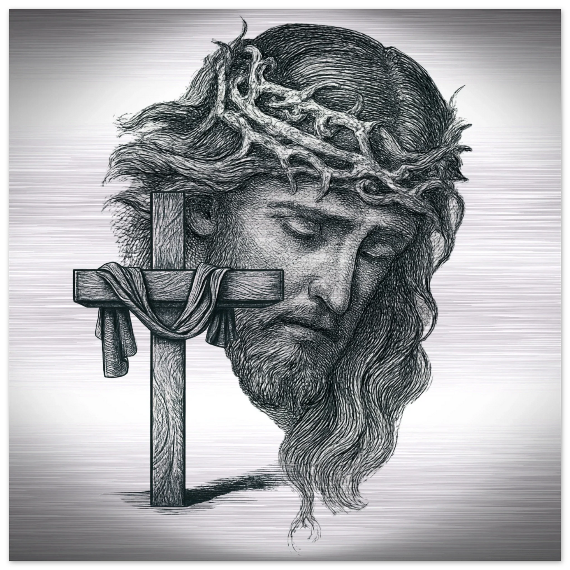 Wall Art Brushed Aluminum Print (Christ the Redeemer) - 60x60 cm / 24x24″ - Material