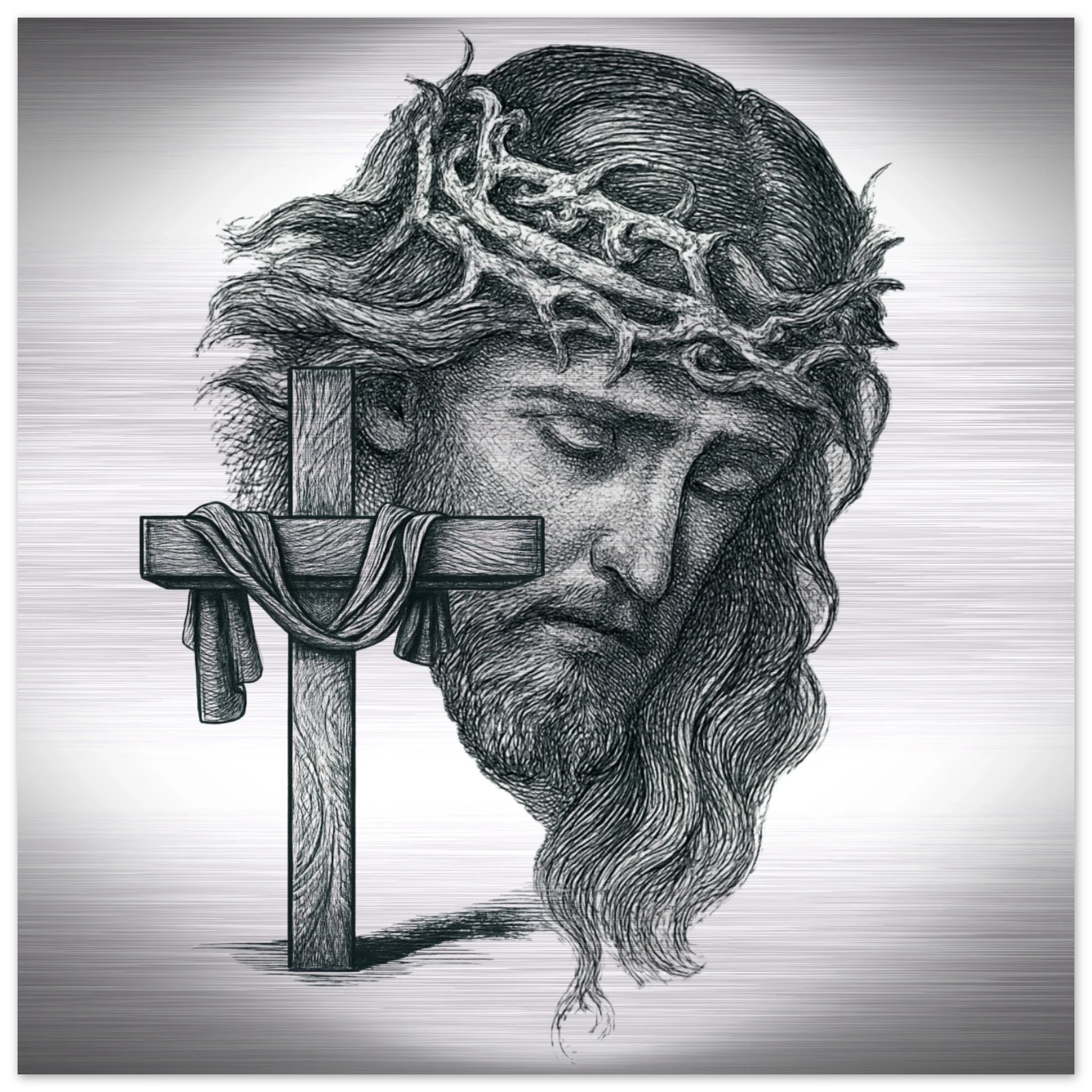 Wall Art Brushed Aluminum Print (Christ the Redeemer) - 60x60 cm / 24x24″ - Material