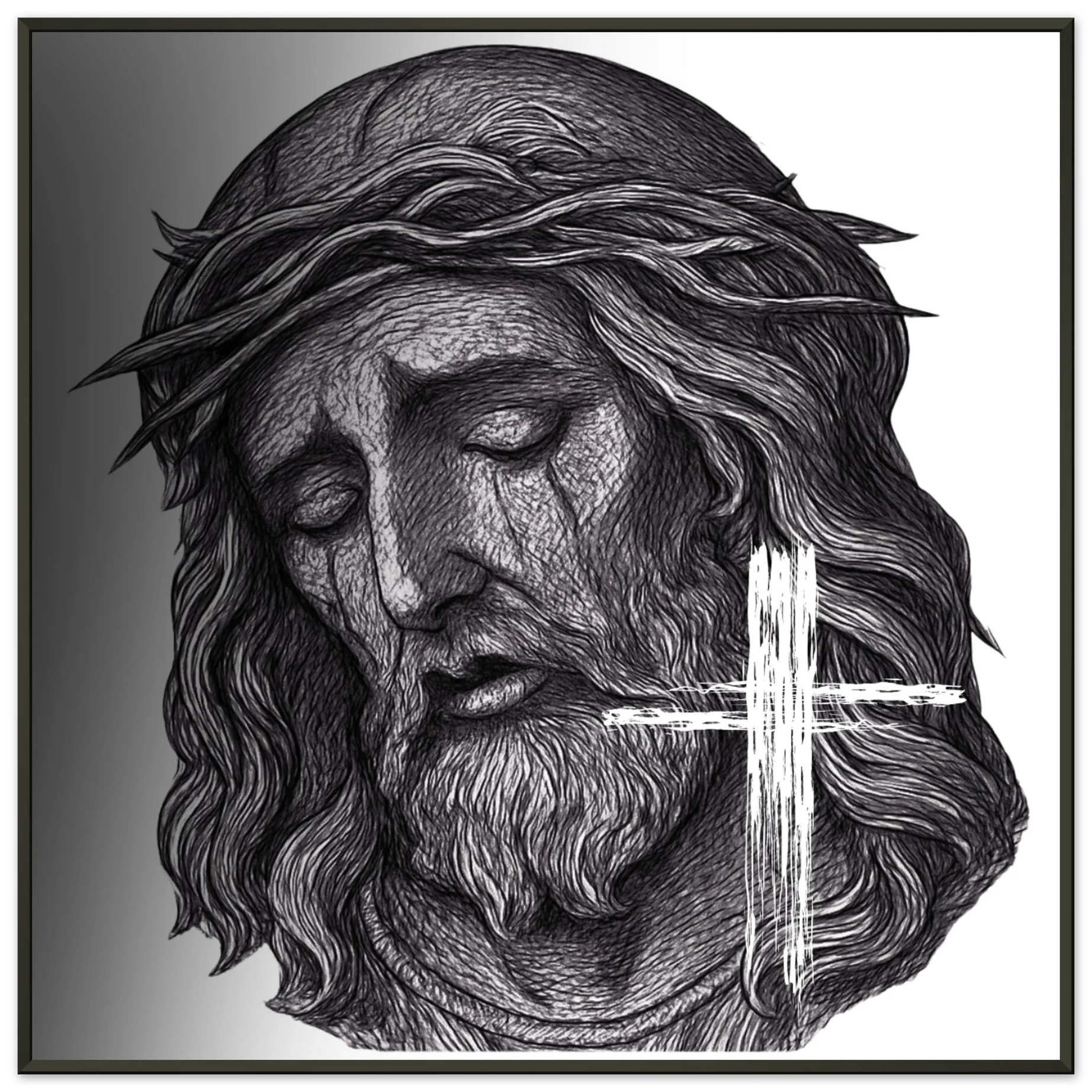 Wall Art Premium Matte Paper Metal Framed Poster (Jesus is King) - 70x70 cm / 28x28″ - Print Material