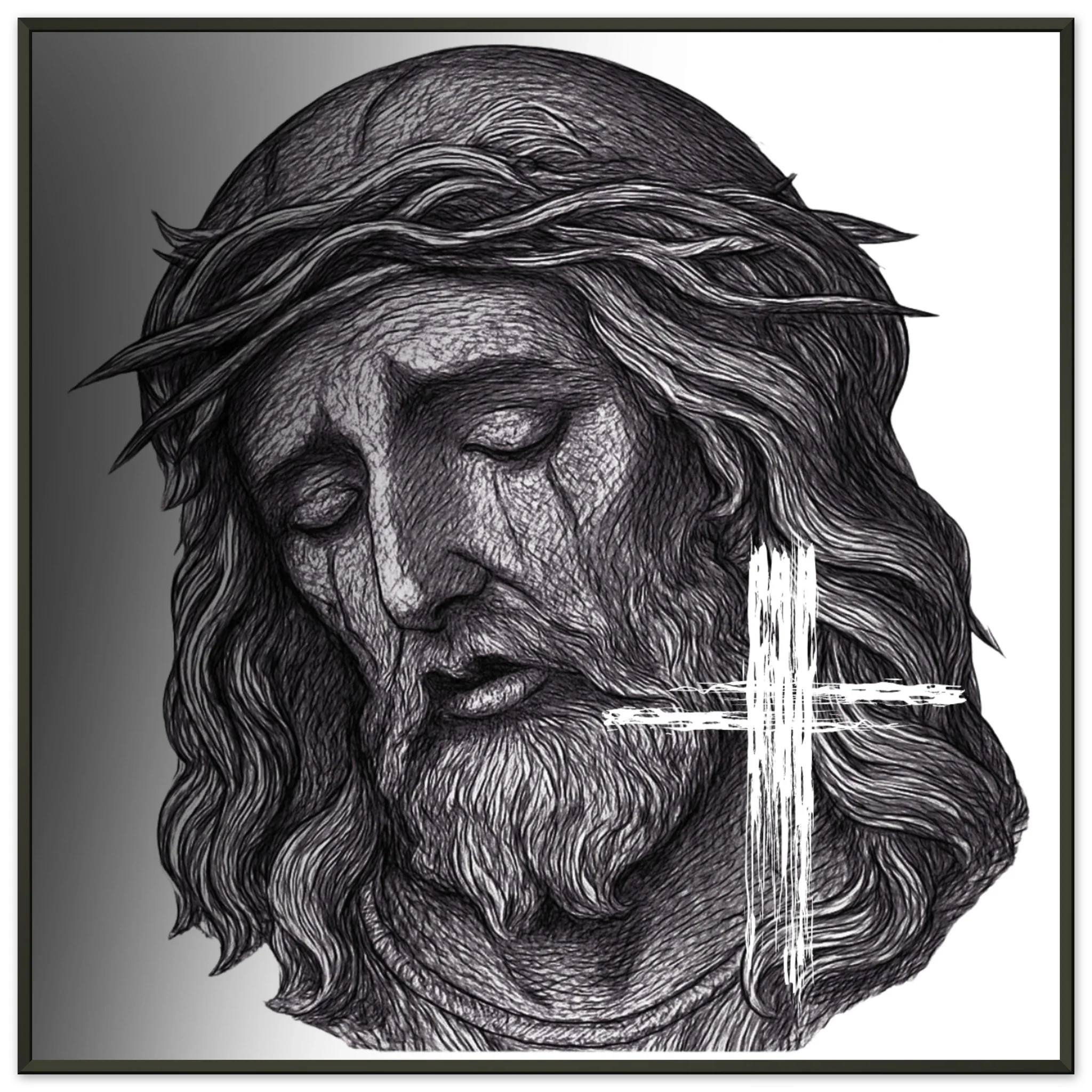 Wall Art Premium Matte Paper Metal Framed Poster (Jesus is King) - 70x70 cm / 28x28″ - Print Material