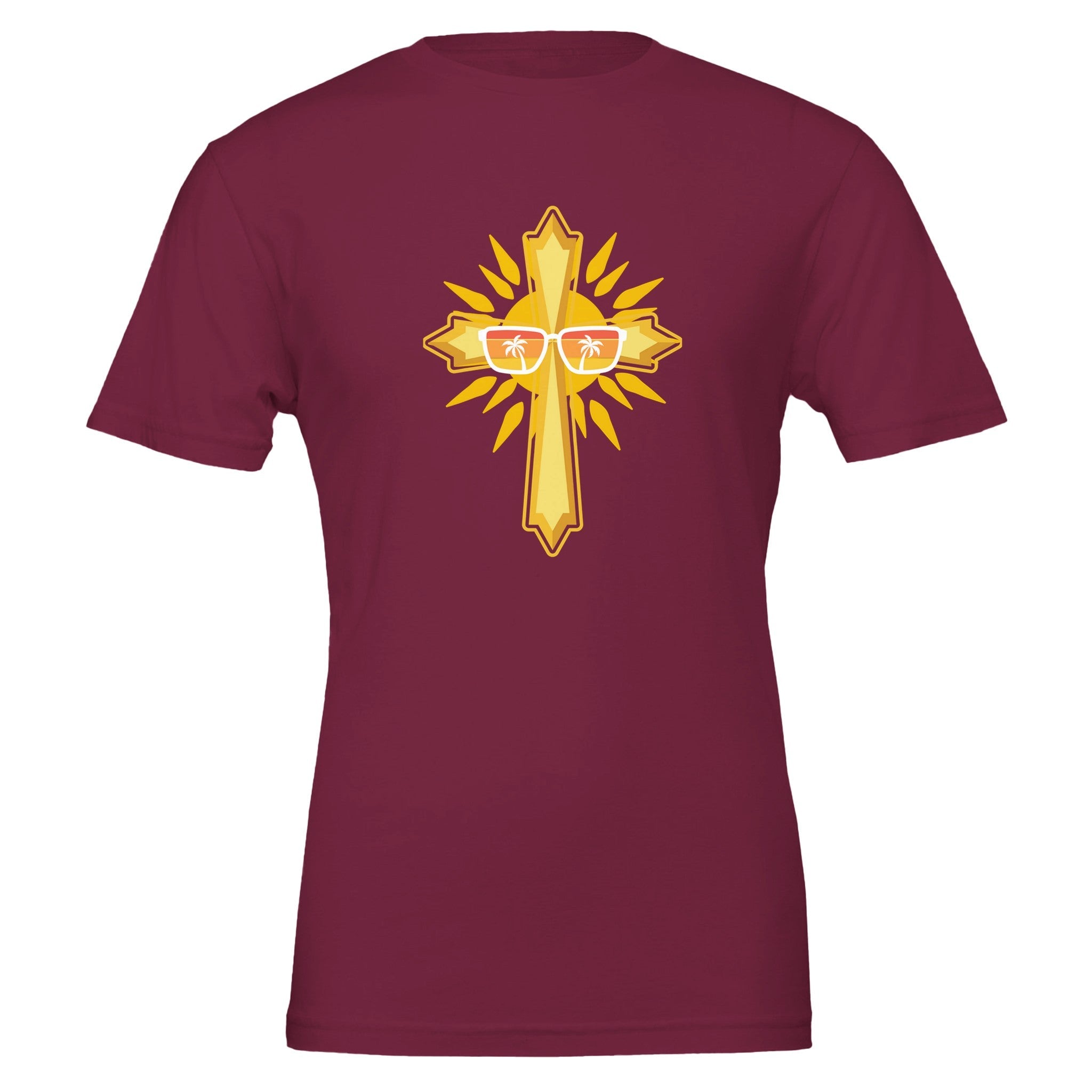Unisex Premium Crewneck T-shirt - Dark (2 Corinthians) - Maroon / S - Print Material