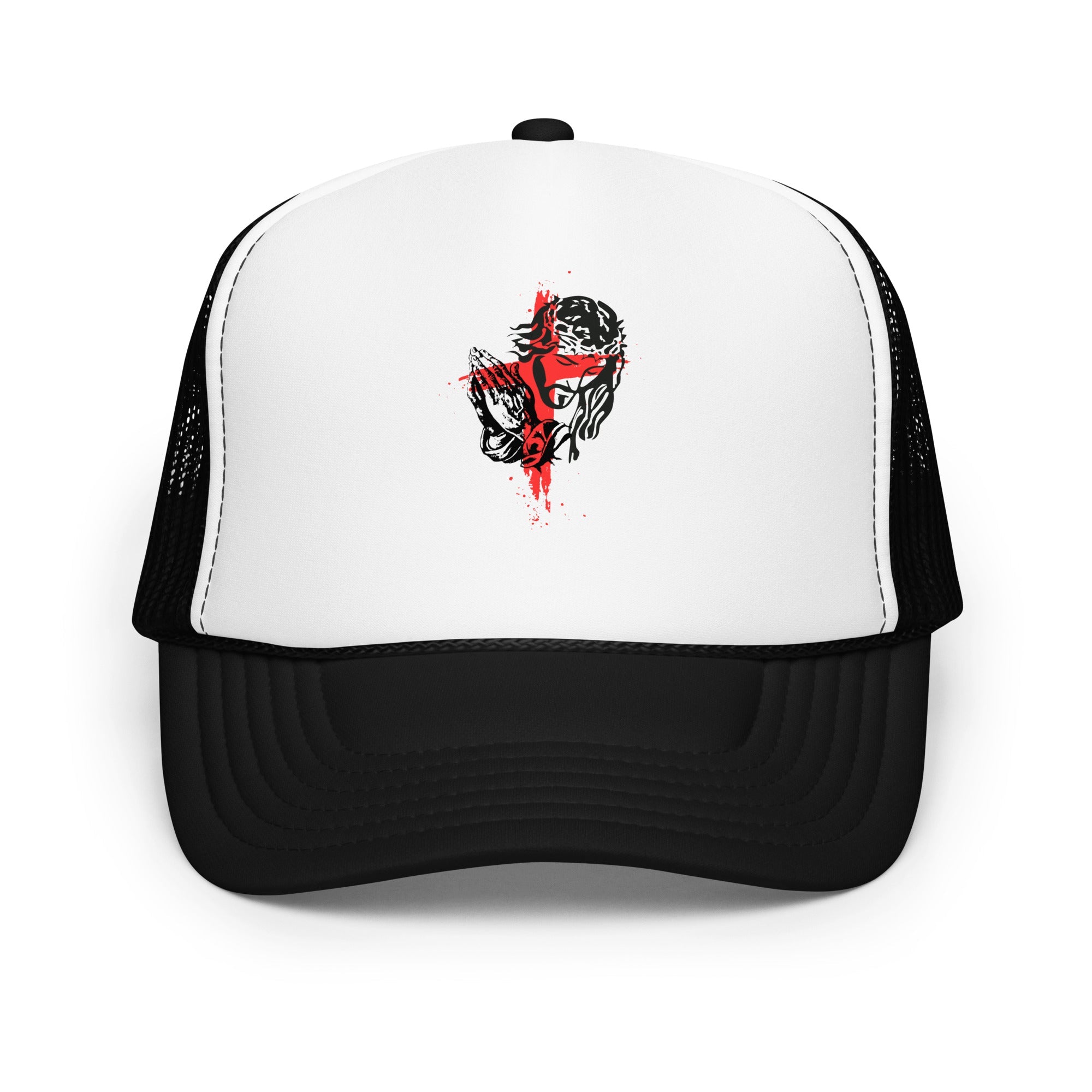 Foam trucker hat (Pray) - Black / White / Hats