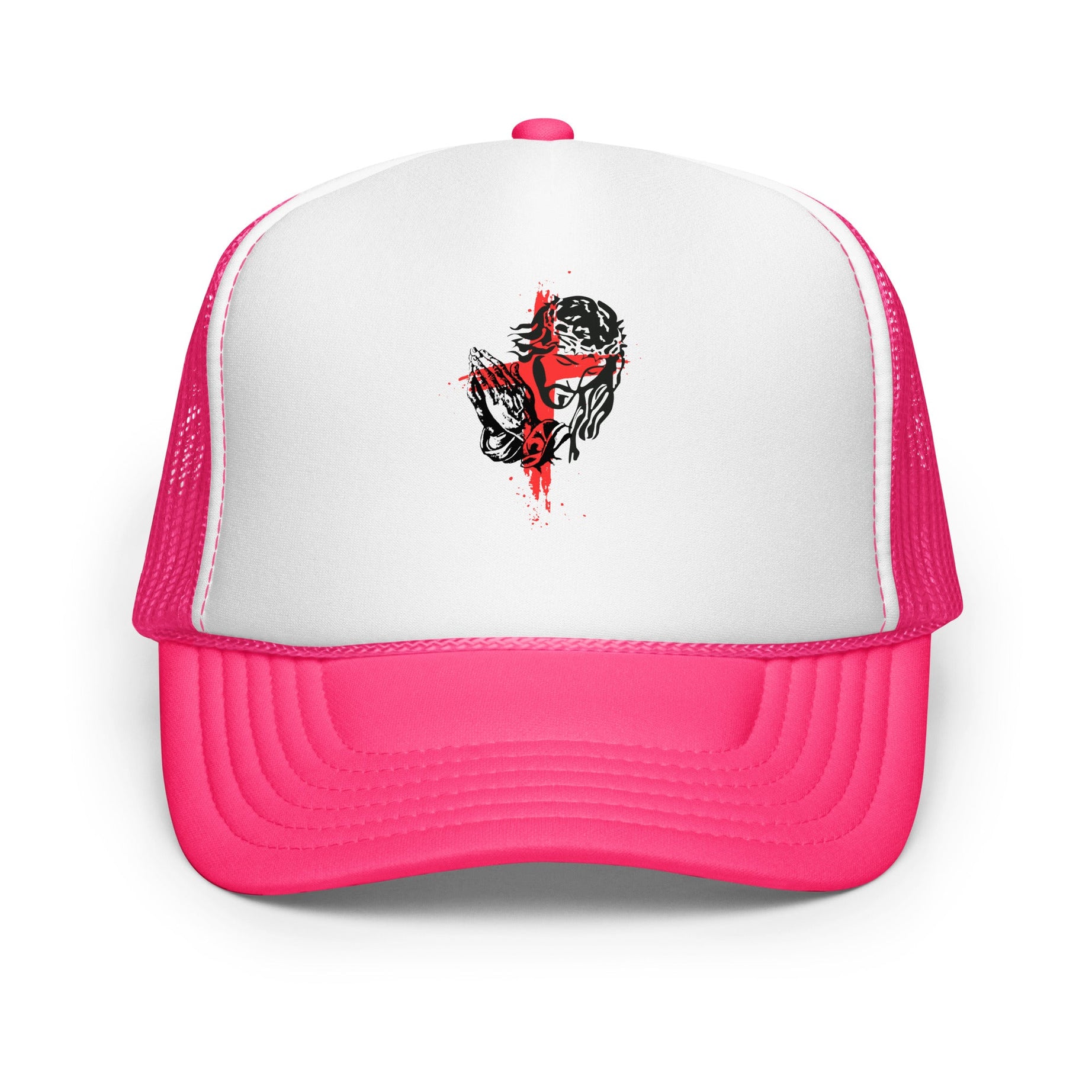 Foam trucker hat (Pray) - Hot Pink/ White/ Pink - Hats