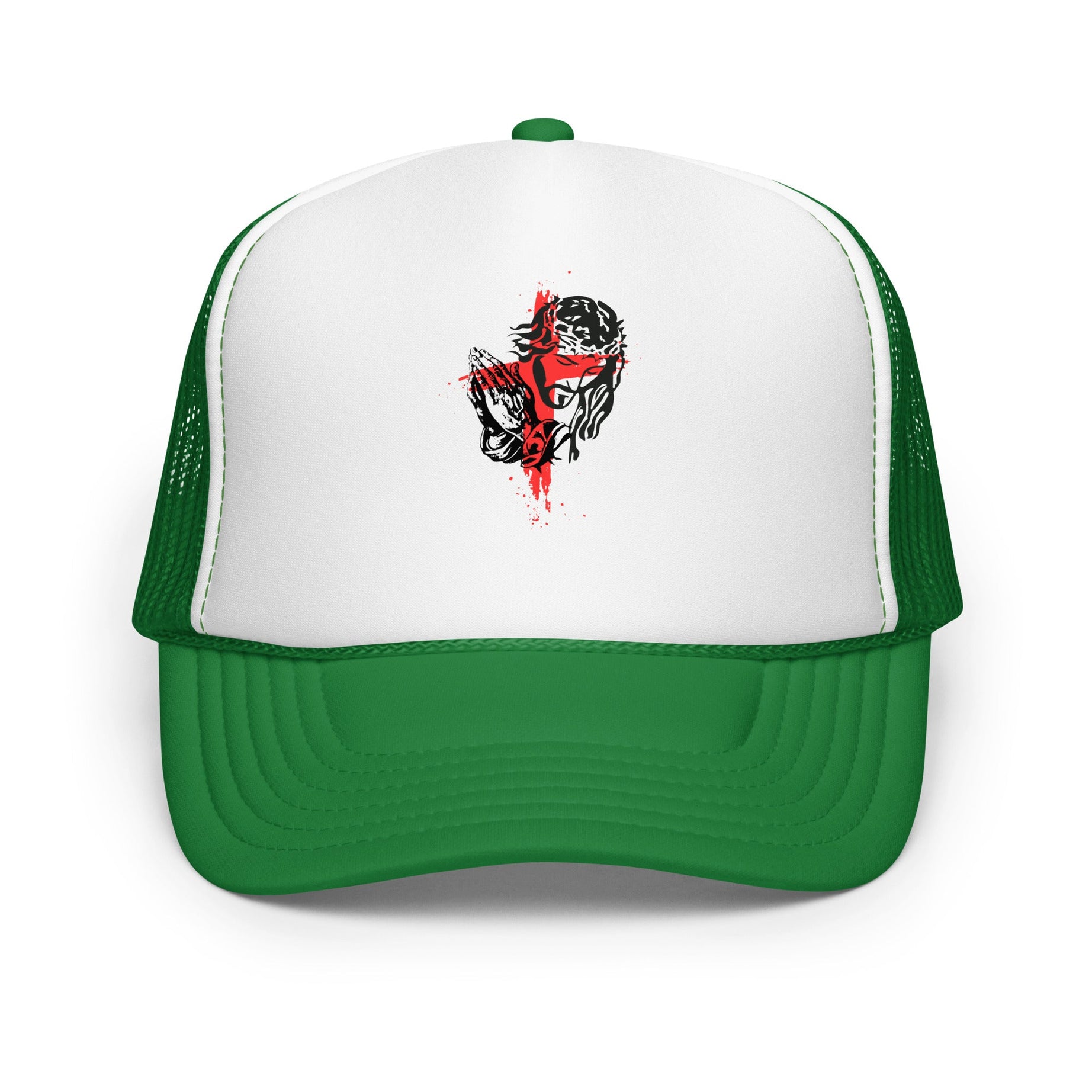 Foam trucker hat (Pray) - Kelly/ White/ Kelly - Hats