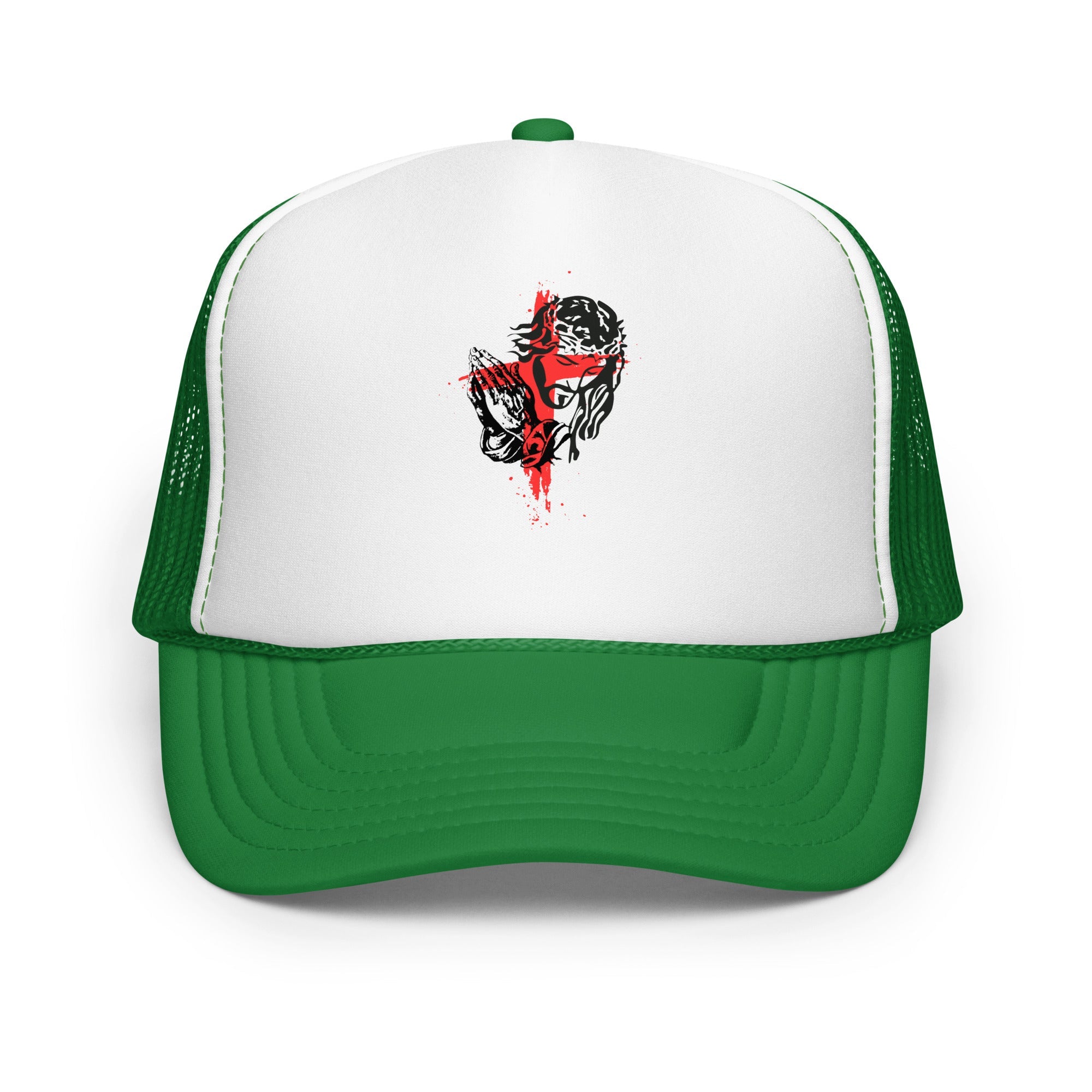 Foam trucker hat (Pray) - Kelly/ White/ Kelly - Hats