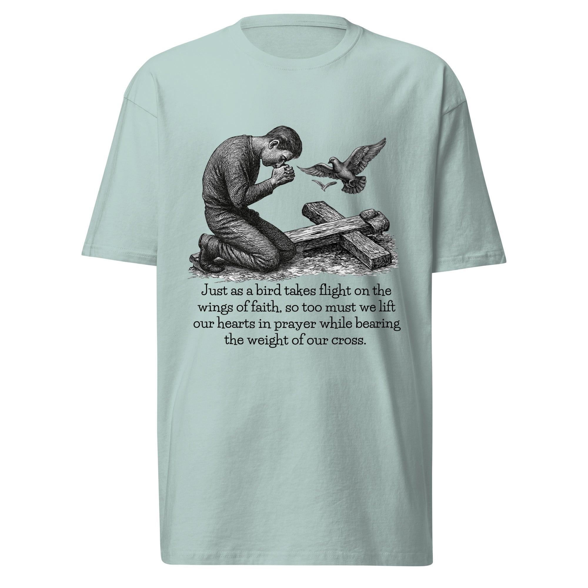 Men’s Premium Heavyweight Tee - Cotton Heritage - Light (Lift Your Cross) - Agave / S - T-SHIRT