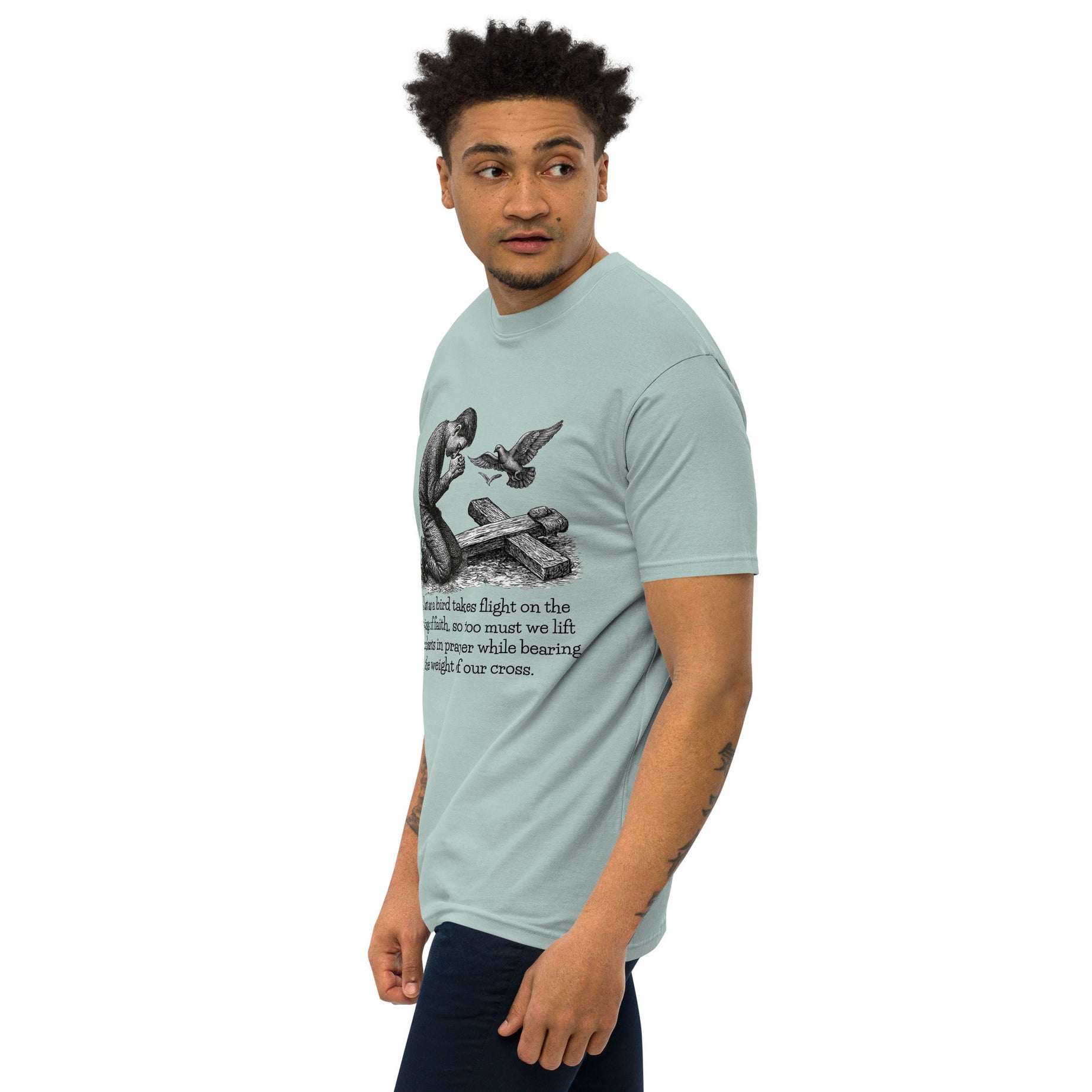 Men’s Premium Heavyweight Tee - Cotton Heritage - Light (Lift Your Cross) - T-SHIRT