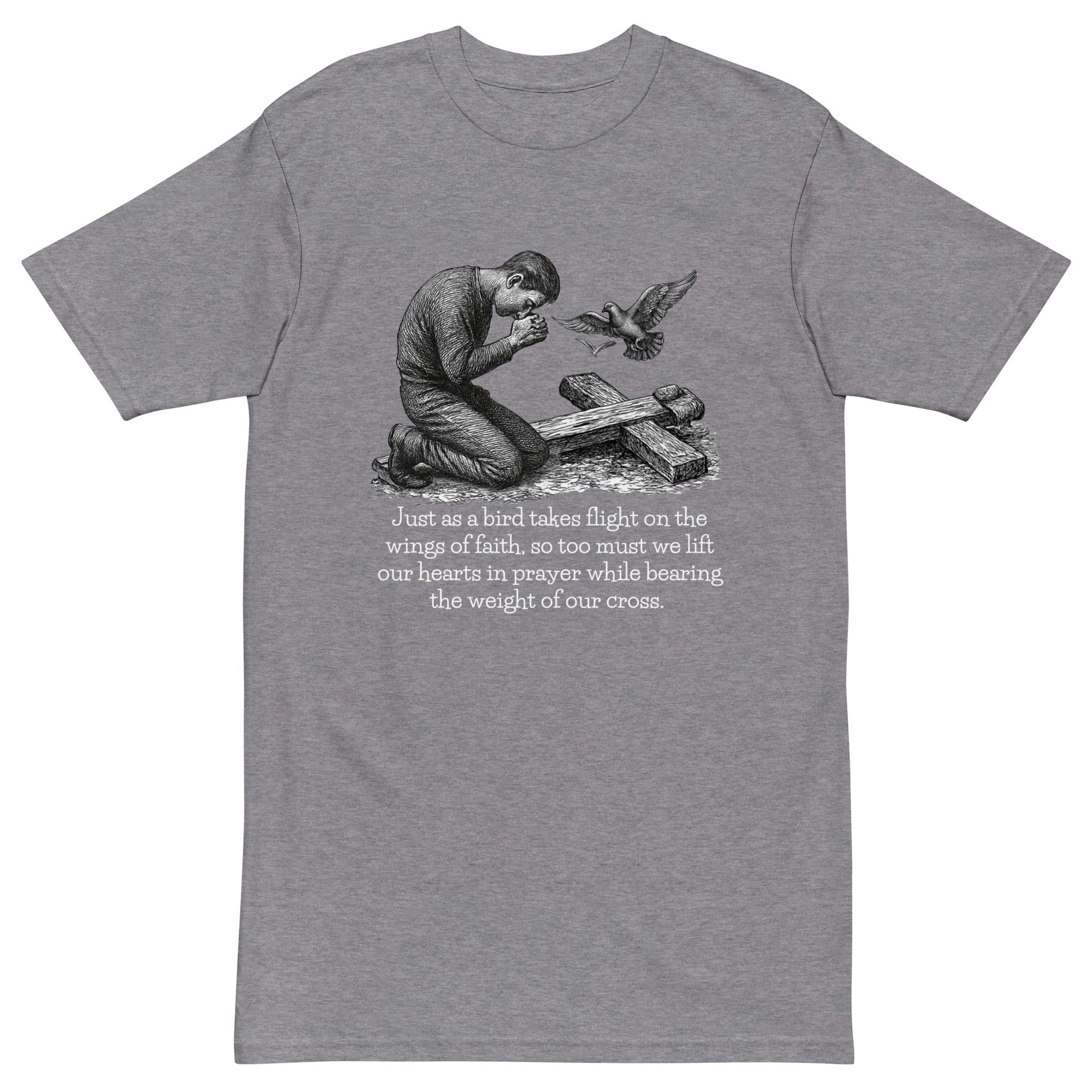 Men’s Premium Heavyweight Tee - Cotton Heritage - Dark (Lift Your Cross) - Carbon Grey / S - T-SHIRT