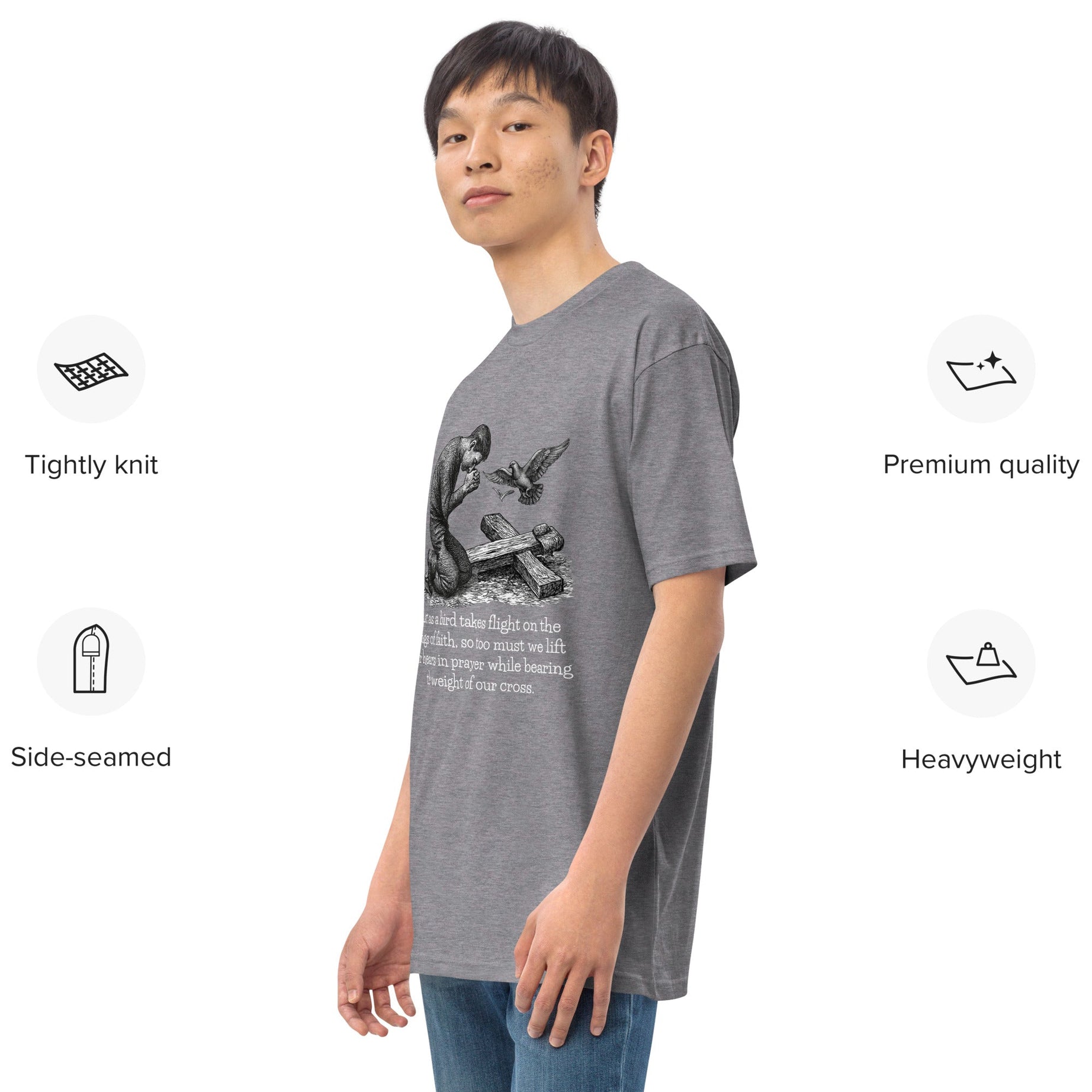 Men’s Premium Heavyweight Tee - Cotton Heritage - Dark (Lift Your Cross) - T-SHIRT