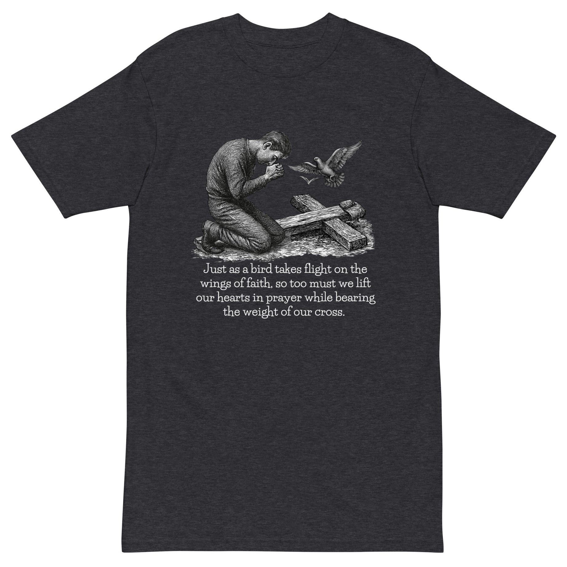 Men’s Premium Heavyweight Tee - Cotton Heritage - Dark (Lift Your Cross) - Charcoal Heather / S - T-SHIRT