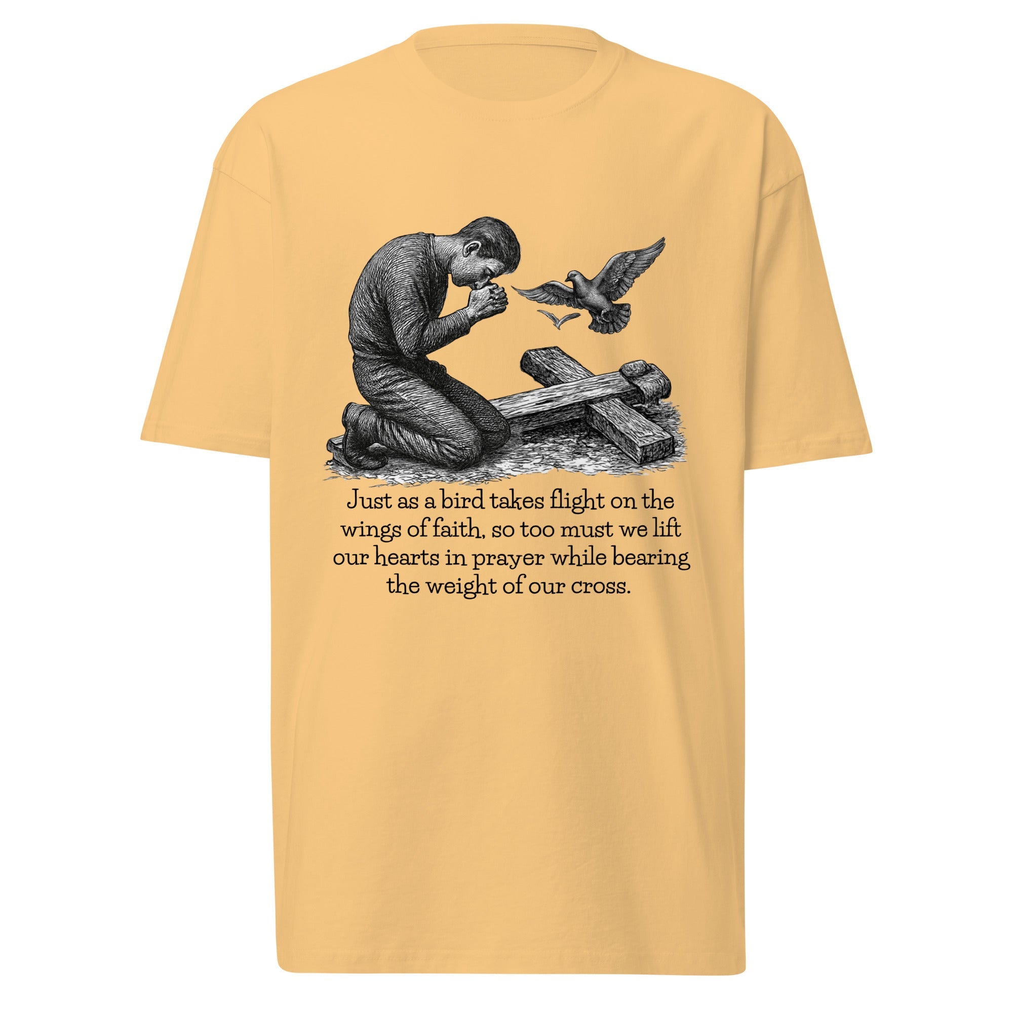 Men’s Premium Heavyweight Tee - Cotton Heritage - Light (Lift Your Cross) - Vintage Gold / S - T-SHIRT