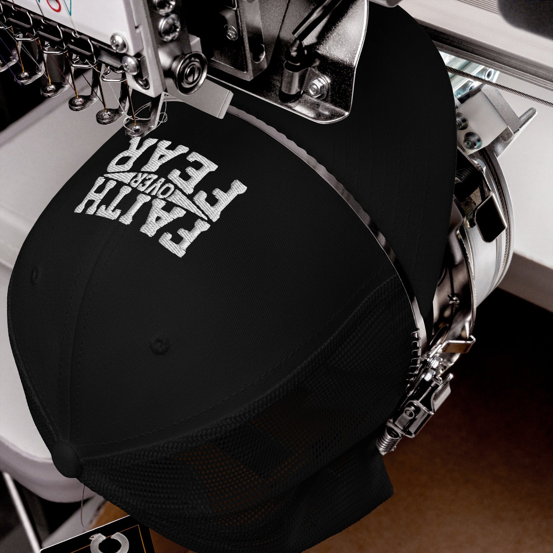 Retro Trucker Embroidered Cap (Faith Over Fear) - Hats