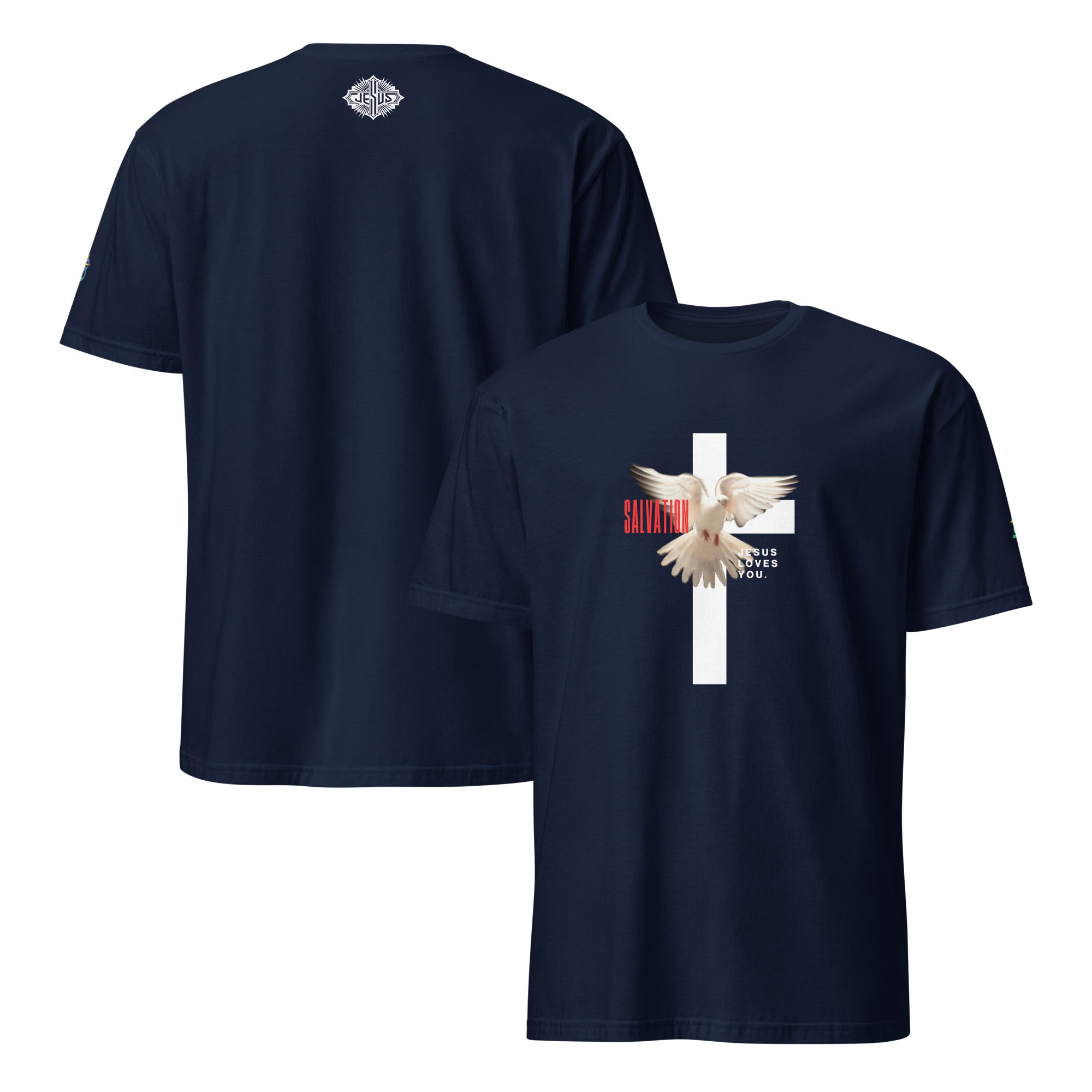 Short-Sleeve Unisex T-Shirt (Salvation Jesus Loves You) - Navy / S - T-SHIRT