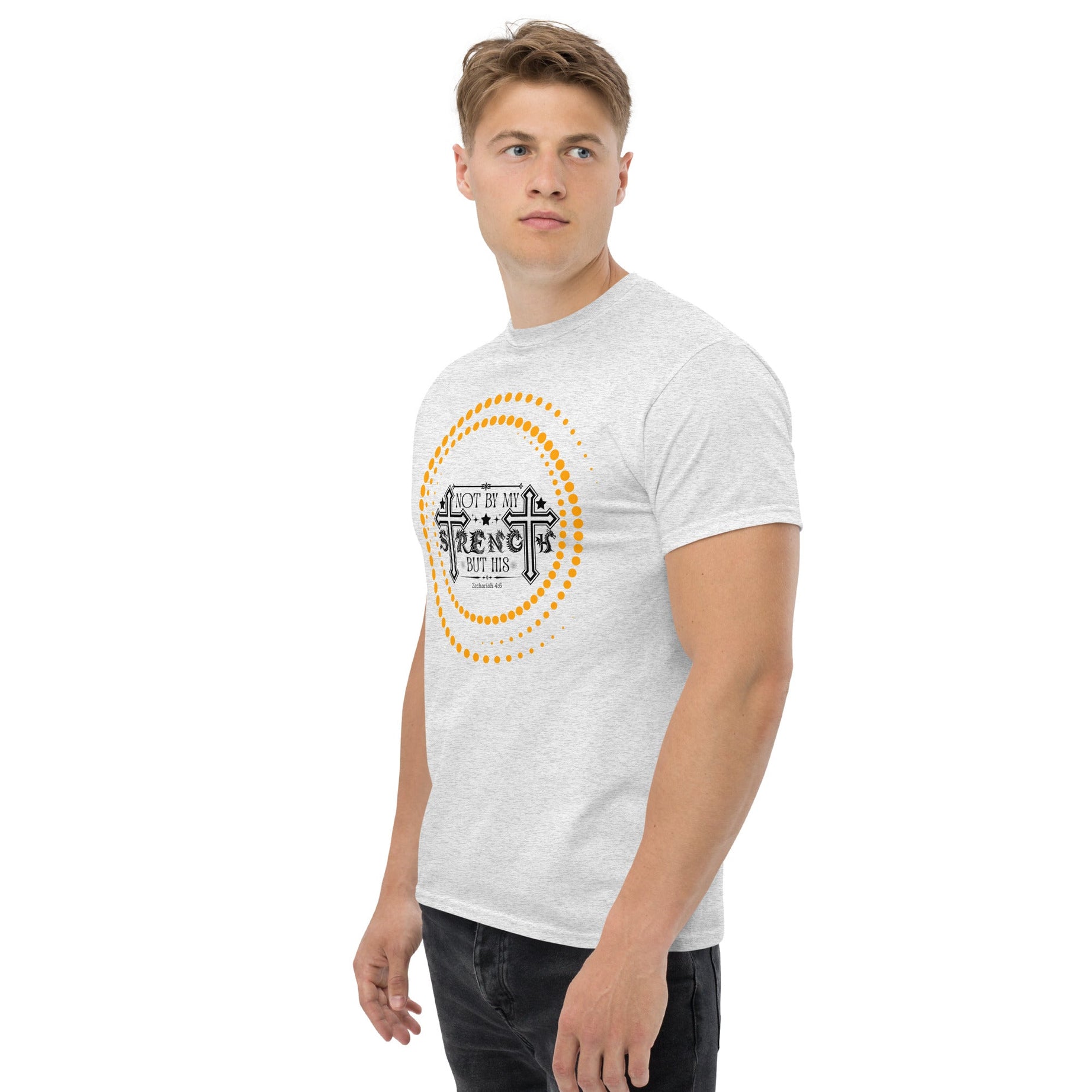 Short -Sleeve Unisex Classic T-Shirt (Not by my Strength but His v2) - T-SHIRT