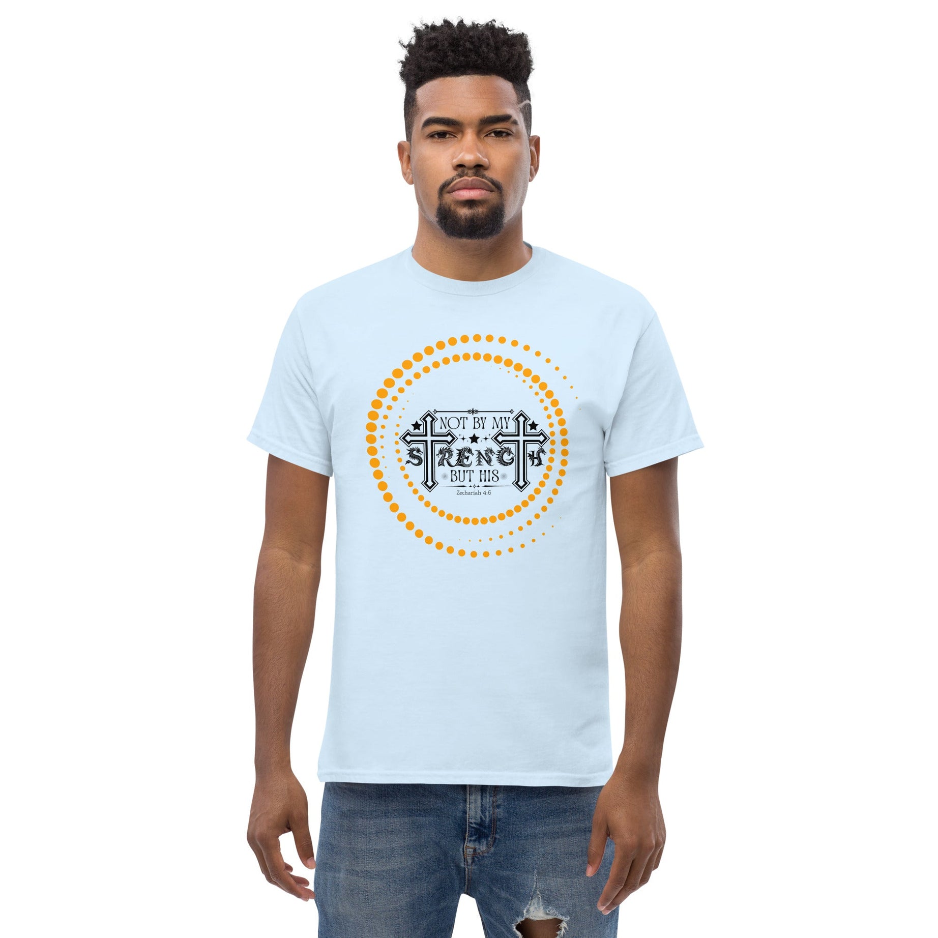 Short -Sleeve Unisex Classic T-Shirt (Not by my Strength but His v2) - T-SHIRT