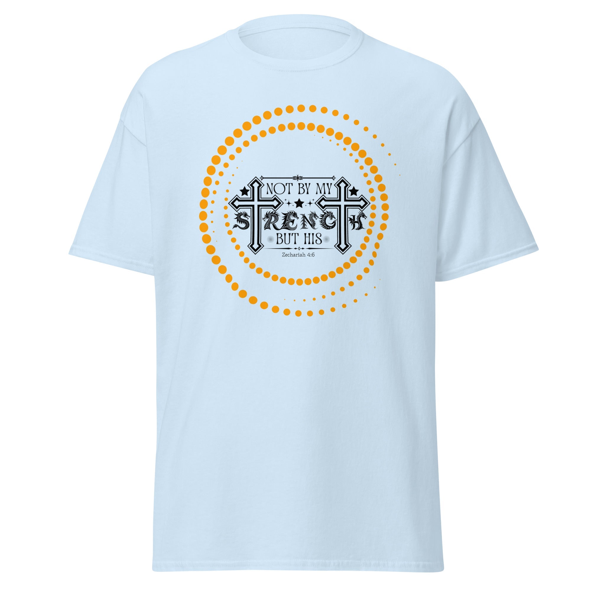 Short -Sleeve Unisex Classic T-Shirt (Not by my Strength but His v2) - Light Blue / S - T-SHIRT