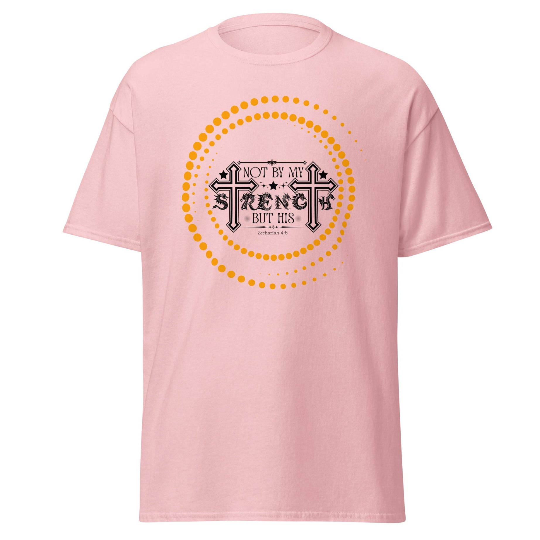 Short -Sleeve Unisex Classic T-Shirt (Not by my Strength but His v2) - Light Pink / S - T-SHIRT