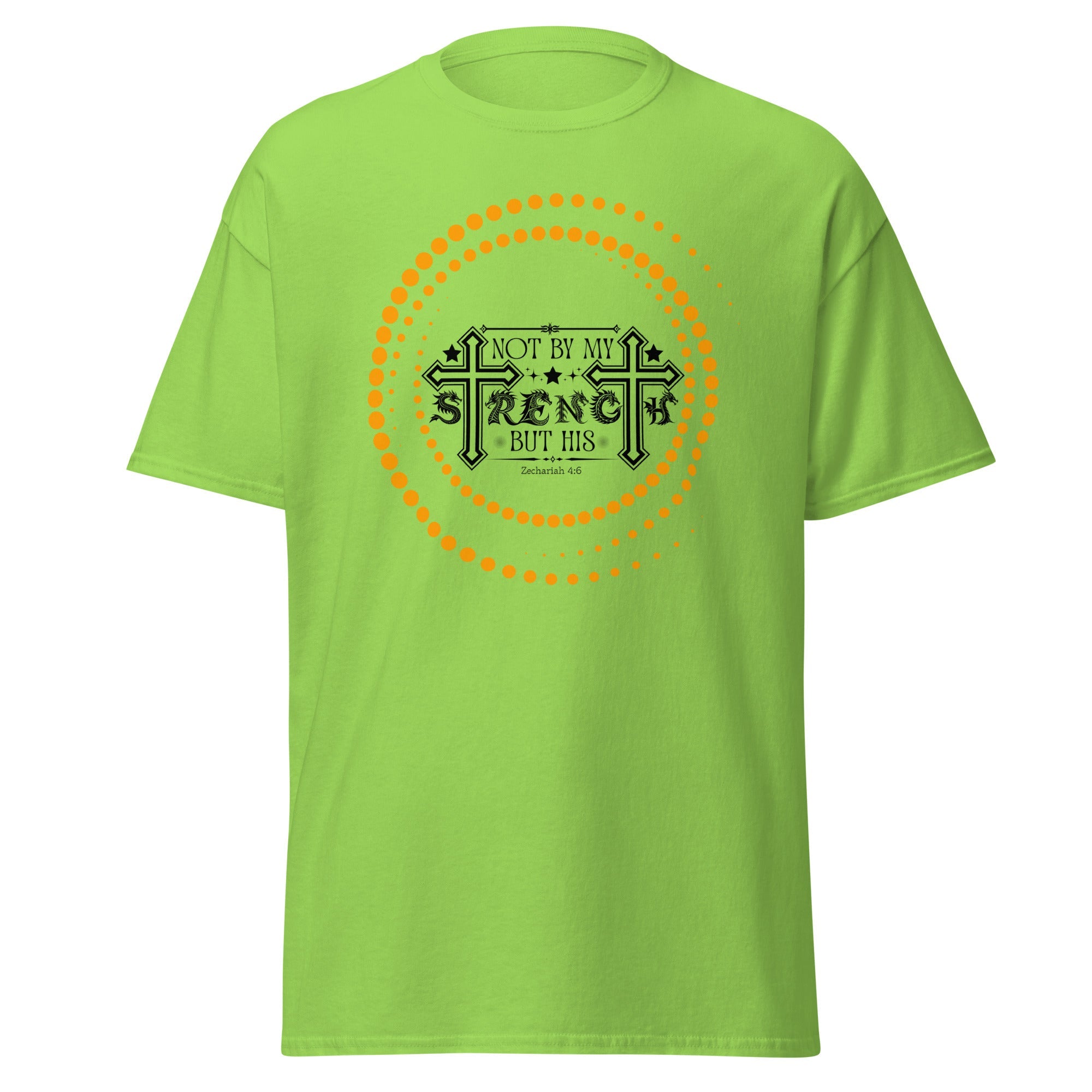 Short -Sleeve Unisex Classic T-Shirt (Not by my Strength but His v2) - Lime / S - T-SHIRT