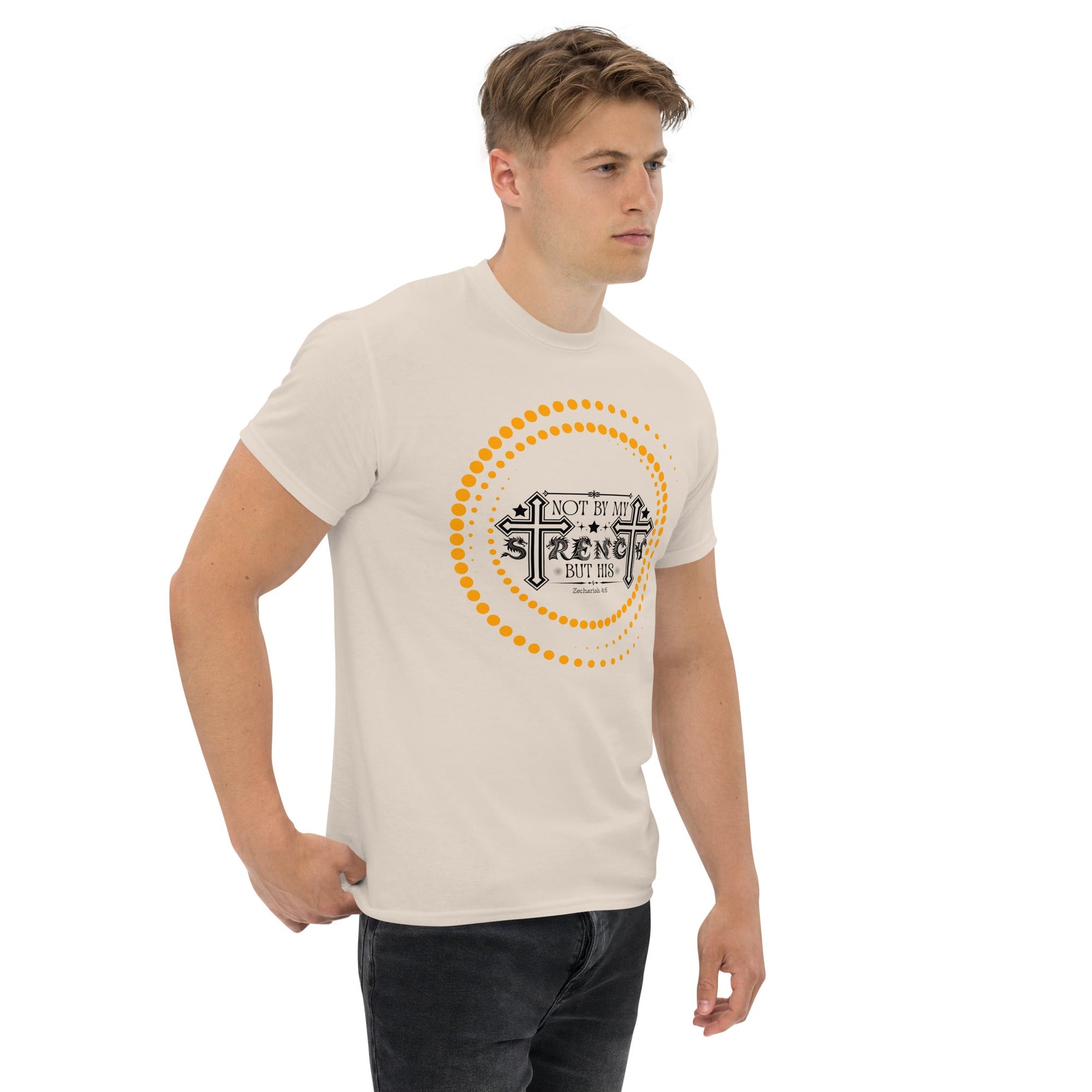 Short -Sleeve Unisex Classic T-Shirt (Not by my Strength but His v2) - T-SHIRT