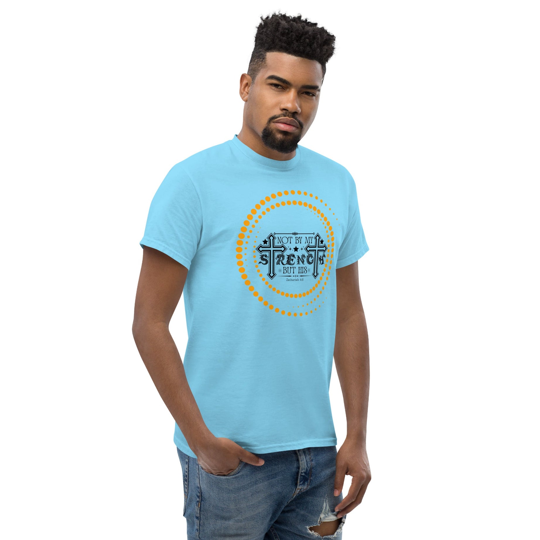 Short -Sleeve Unisex Classic T-Shirt (Not by my Strength but His v2) - T-SHIRT