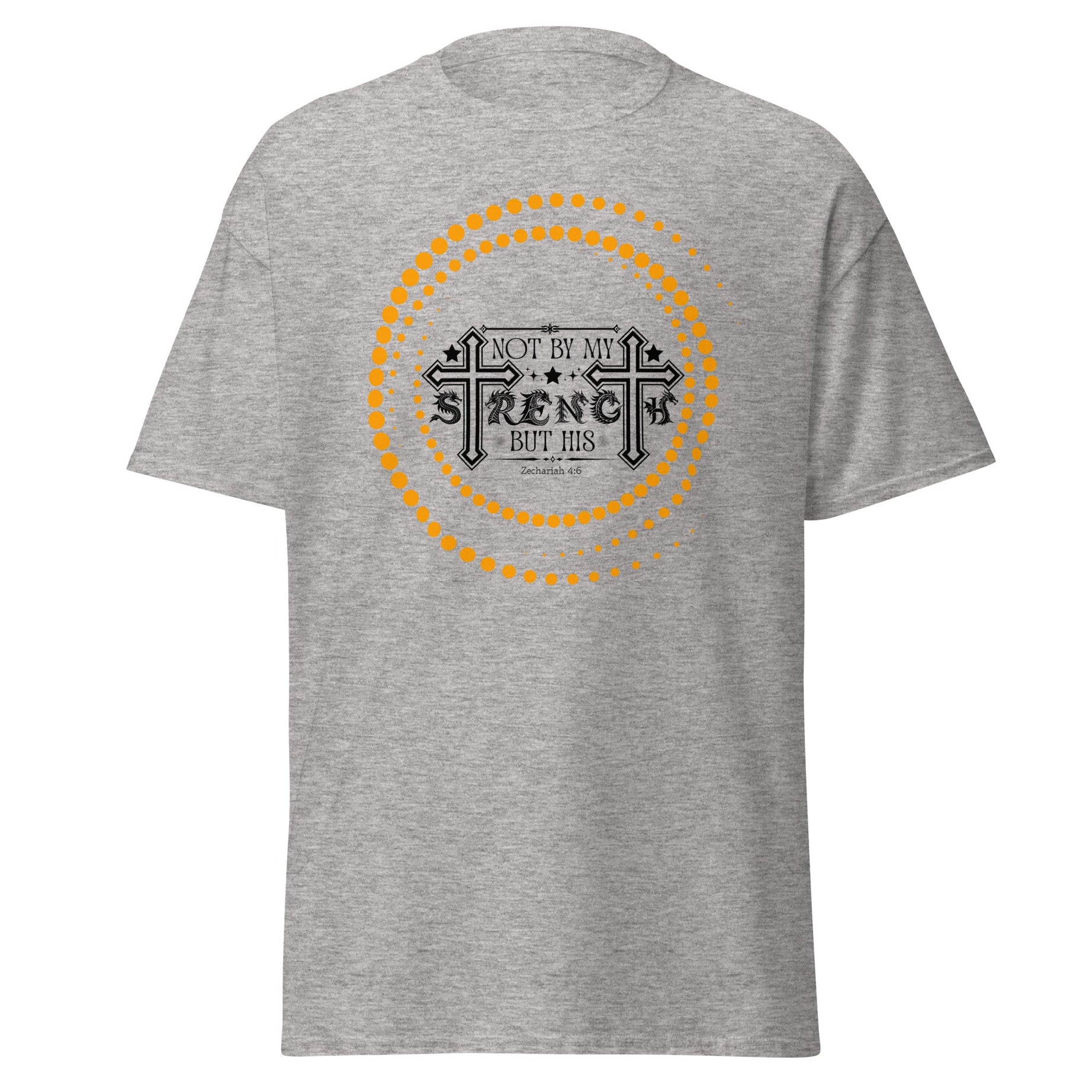 Short -Sleeve Unisex Classic T-Shirt (Not by my Strength but His v2) - Sport Grey / S - T-SHIRT