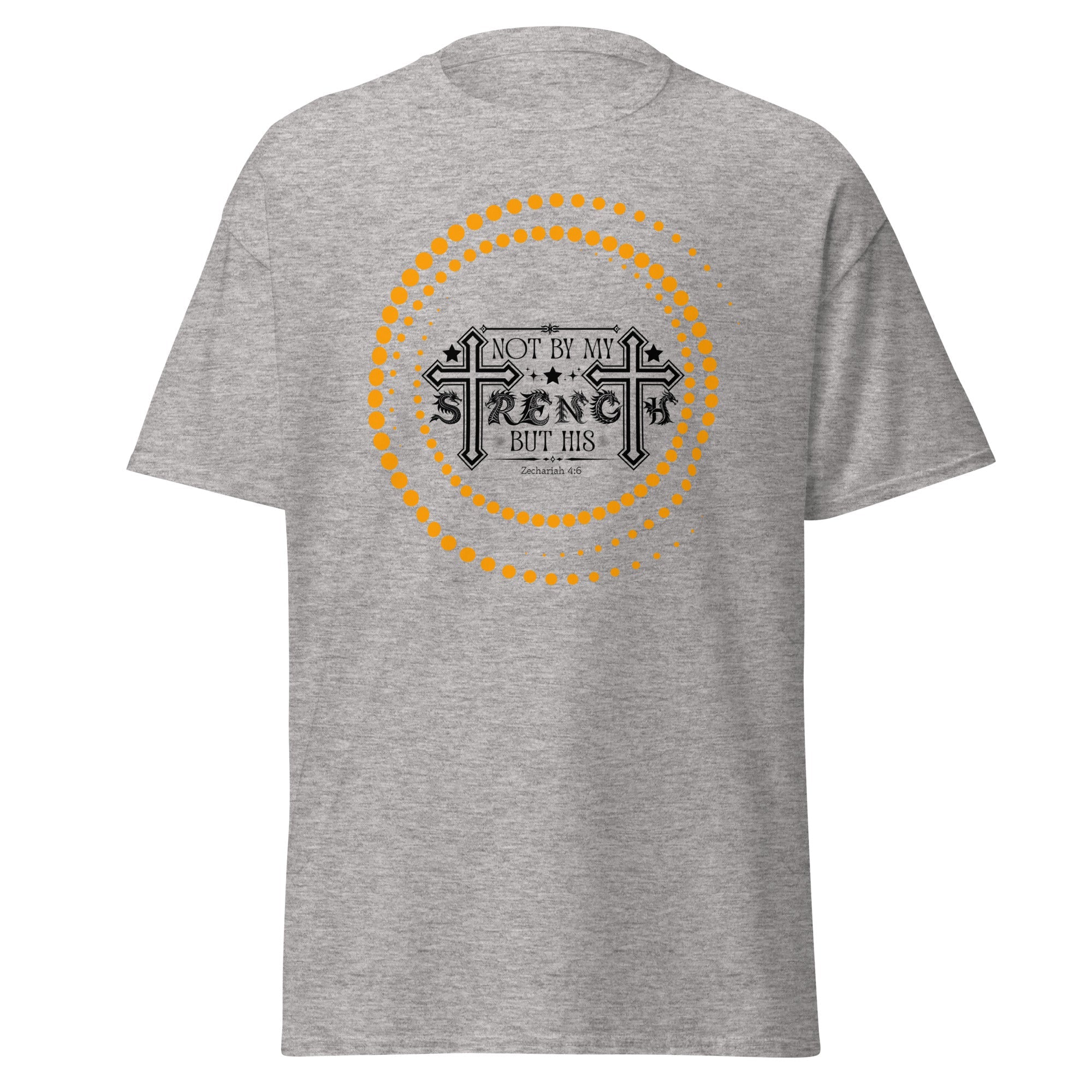 Short -Sleeve Unisex Classic T-Shirt (Not by my Strength but His v2) - Sport Grey / S - T-SHIRT