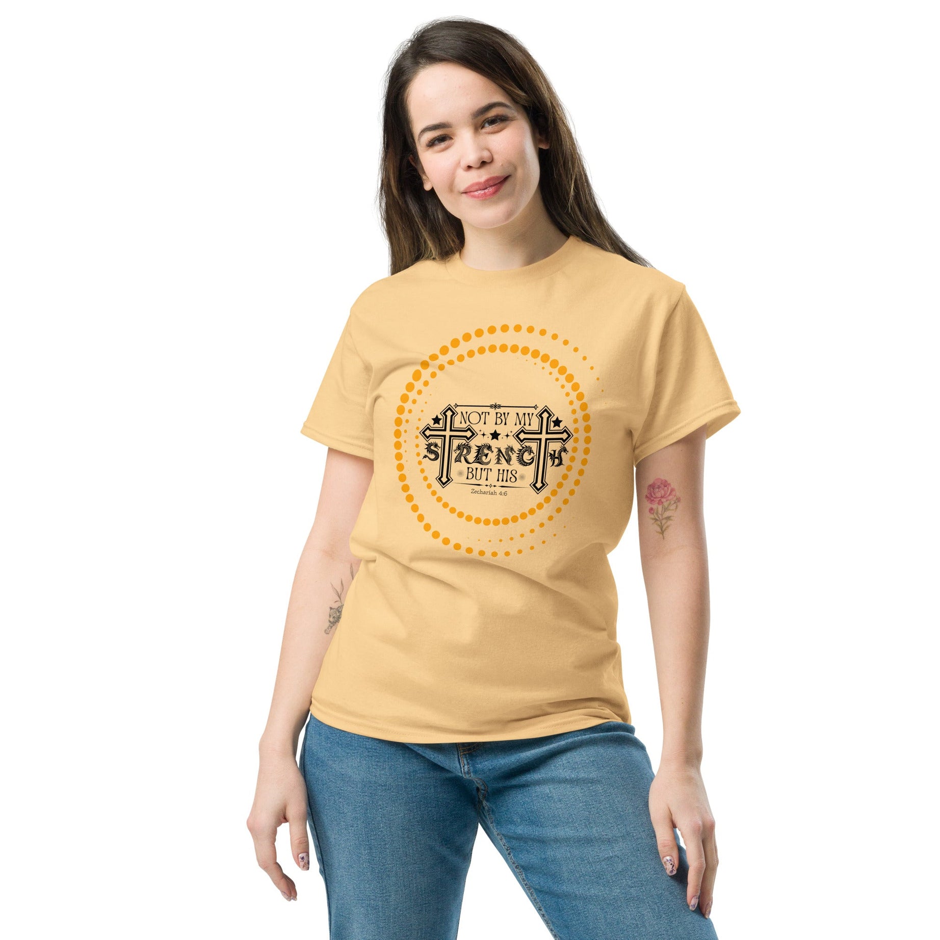 Short -Sleeve Unisex Classic T-Shirt (Not by my Strength but His v2) - T-SHIRT