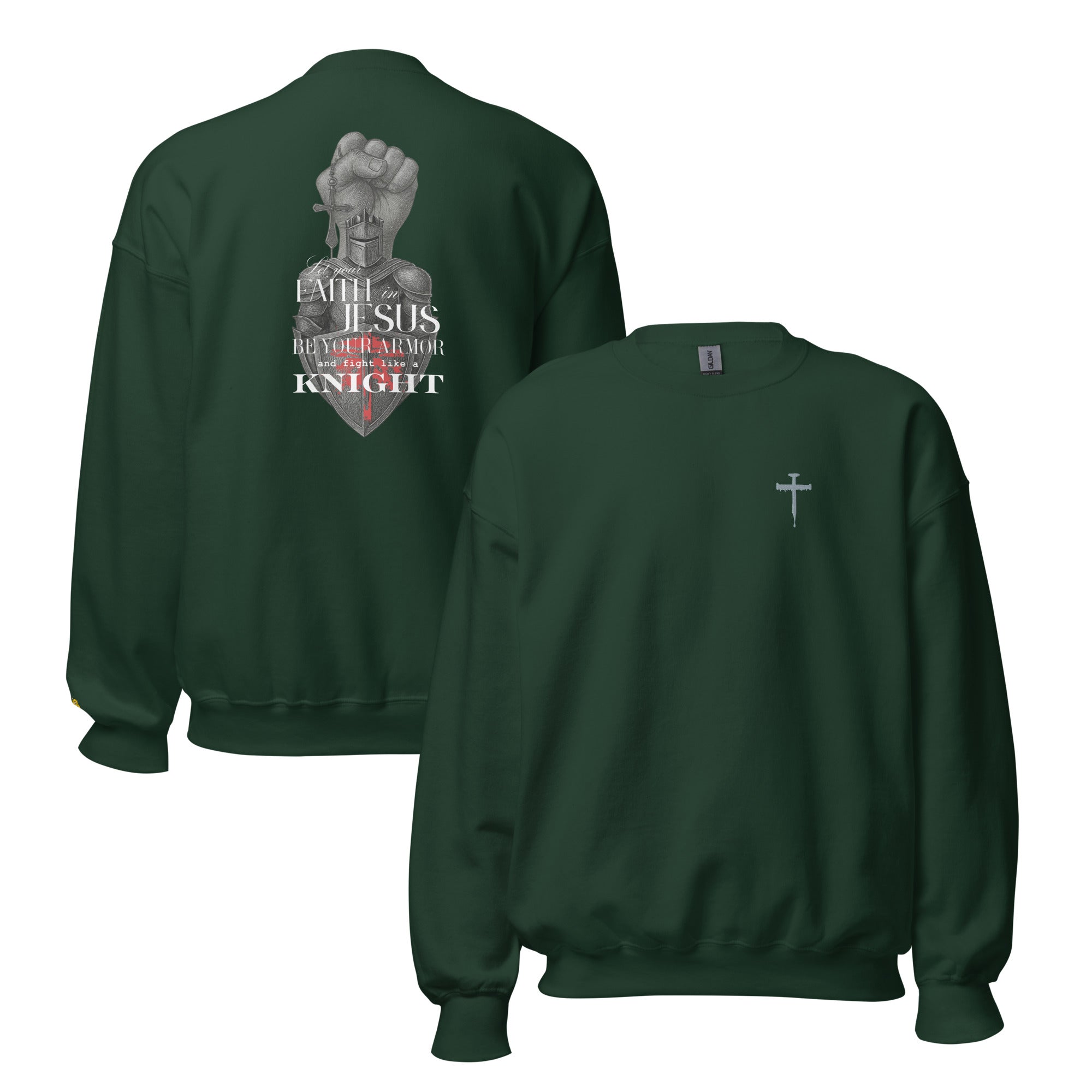 Unisex Crew Neck Sweatshirt - Dark (Be Your Armor) - Forest Green / S
